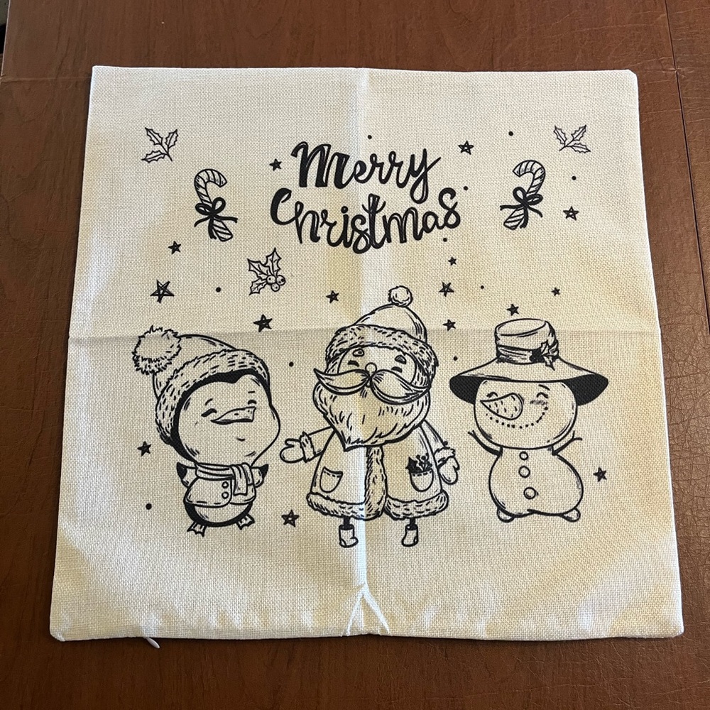 NWOT Merry Christmas Throw Pillow Cover 18x18, Polyester Linen